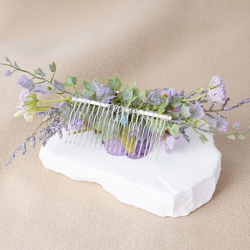 Purple Flower Hair Comb - Handmade Wedding Floral Combs Bridal Comb for Hair for Bride Bridesmaid Women Girls Prom Bridal Shower Maternity Shoot in Saudi Arabia