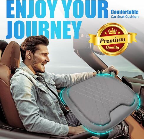 Car Seat Cushion: Premium Car Seat Cushions for Driving - Comfortable Memory Foam Seat Cushion for Car-Truck, Car Seat Pad Works with 95% of Vehicle, Office - Leather & Black in Saudi Arabia