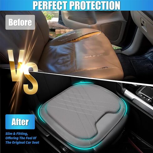 Car Seat Cushion: Premium Car Seat Cushions for Driving - Comfortable Memory Foam Seat Cushion for Car-Truck, Car Seat Pad Works with 95% of Vehicle, Office - Leather & Black in Saudi Arabia