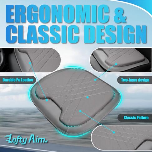 Car Seat Cushion: Premium Car Seat Cushions for Driving - Comfortable Memory Foam Seat Cushion for Car-Truck, Car Seat Pad Works with 95% of Vehicle, Office - Leather & Black in Saudi Arabia