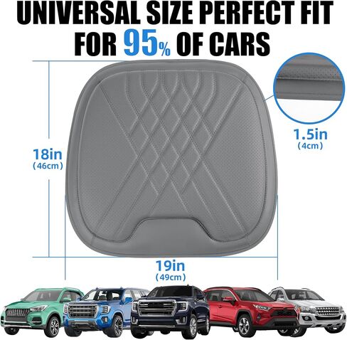 Car Seat Cushion: Premium Car Seat Cushions for Driving - Comfortable Memory Foam Seat Cushion for Car-Truck, Car Seat Pad Works with 95% of Vehicle, Office - Leather & Black in Saudi Arabia