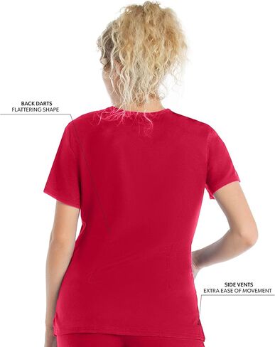 Landau ProFlex Tailored Fit Comfort Stretch 3-Pocket Scrub Top for Women 4160 True Red XXL in Saudi Arabia