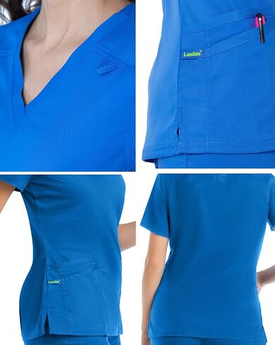 Landau ProFlex Tailored Fit Comfort Stretch 3-Pocket Scrub Top for Women 4160 True Red XXL in Saudi Arabia