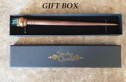 Natural Tumbled Healing Gemstone Crystal Wooden Hair Stick Handmade Gifts Boho Reiki by Smoky Quartz (Amethyst Raw) in Saudi Arabia