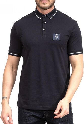 Armani Exchange Men's Regular Fit Cotton Jersey Metallic Icon Patch Polo in Saudi Arabia