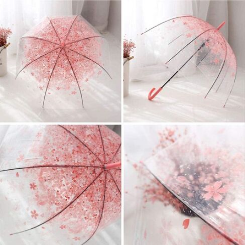 Transparent Bubble Umbrella an Easy Grip Handle, Dome Bubble Umbrella,Fashion Dome Automatic Handle Bird Cage Windproof Wedding Decoration Umbrella(Pink) in Kuwait