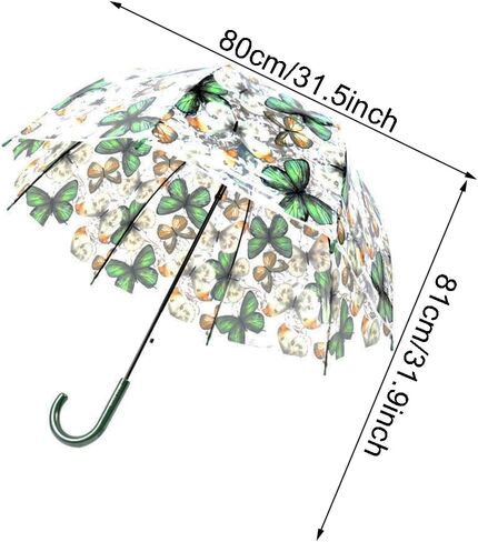ThreeH Women's Clear Bubble Umbrella Transparent Dome Coverage Windproof Rainproof with Beautiful Buttefly Flower Patterns in Kuwait