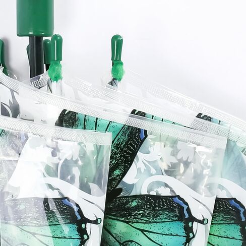 ThreeH Women's Clear Bubble Umbrella Transparent Dome Coverage Windproof Rainproof with Beautiful Buttefly Flower Patterns in Kuwait