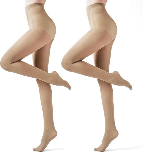 2 Pack Tights for Women Tummy Control, 40D Semi Opaque Tights Microfiber Control Top Pantyhose High Waist for Women in Saudi Arabia
