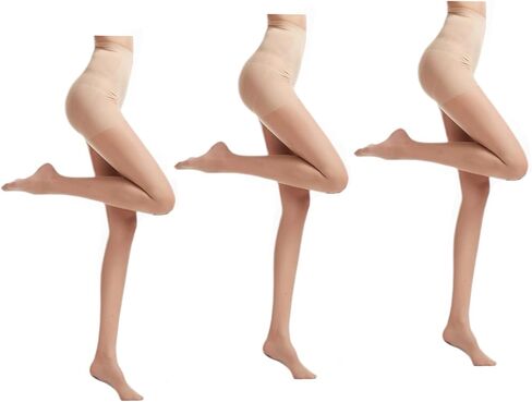 3 pairs Women's Sheer Tights - 15D Control Top Pantyhose with Reinforced Toes in Saudi Arabia