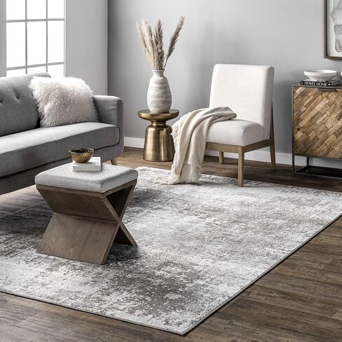 nuLOOM Jade Faded Abstract Area Rug, 7x9, Light Grey in Saudi Arabia