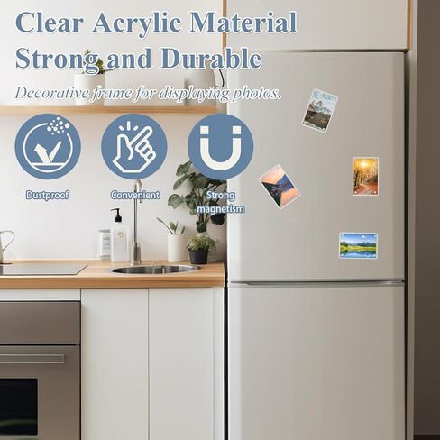 إطارات صور أكريليك، إطار صور مغناطيسي صغير مقاس 2.36 × 3.54 بوصة، إطار صورة مغناطيسي للثلاجة مزدوج الجوانب، إطار مغناطيسي شفاف، حزمة من 6 قطع مع 20 ورقة بطانة لإطار الصورة in Kuwait