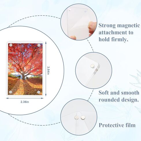 إطارات صور أكريليك، إطار صور مغناطيسي صغير مقاس 2.36 × 3.54 بوصة، إطار صورة مغناطيسي للثلاجة مزدوج الجوانب، إطار مغناطيسي شفاف، حزمة من 6 قطع مع 20 ورقة بطانة لإطار الصورة in Kuwait