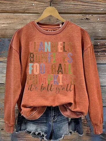 BOMYTAO Fall Sweatshirt for Women Tis The Season Pumpkin Maple Leaf Pullovers Tops Game Day Football Long Sleeve Shirts in Saudi Arabia