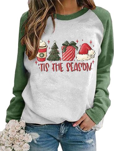 BOMYTAO Fall Sweatshirt for Women Tis The Season Pumpkin Maple Leaf Pullovers Tops Game Day Football Long Sleeve Shirts in Saudi Arabia