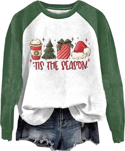 BOMYTAO Fall Sweatshirt for Women Tis The Season Pumpkin Maple Leaf Pullovers Tops Game Day Football Long Sleeve Shirts in Saudi Arabia