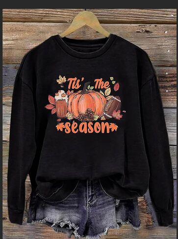 BOMYTAO Fall Sweatshirt for Women Tis The Season Pumpkin Maple Leaf Pullovers Tops Game Day Football Long Sleeve Shirts in Saudi Arabia