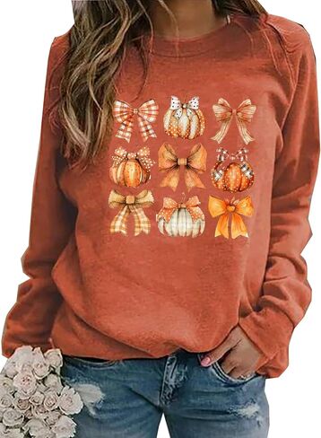 BOMYTAO Fall Sweatshirt for Women Tis The Season Pumpkin Maple Leaf Pullovers Tops Game Day Football Long Sleeve Shirts in Saudi Arabia
