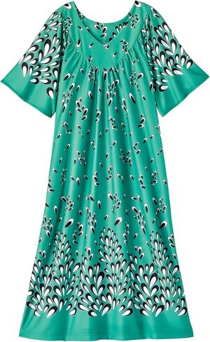 AmeriMark Women's V-Neck Lounger House Dress with Pockets Muumuu Nightgown in Saudi Arabia