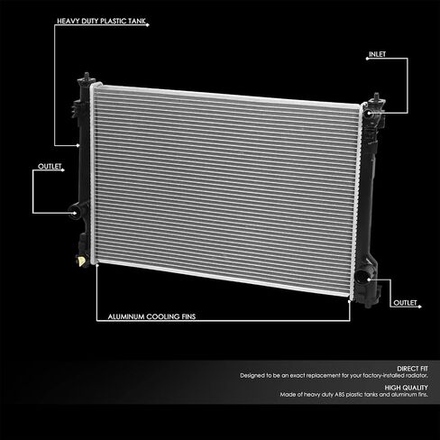 DNA Motoring OEM-RA-2321 OE Style Aluminum Cooling Radiator Replacement Compatible with 00-06 Tundra AT, 27-3/8" W X 22-5/8" H X 1-7/16" D, 1-1/2" Inlet, 1-1/2" Outlet in Saudi Arabia