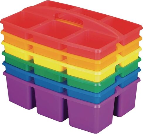 Really Good Stuff Four-Compartment Caddies -6 Pack- Classroom Table Caddies for Easy Organization of Small Items - Assorted Primary Colors Portable Plastic Storage Classroom Caddy in Saudi Arabia