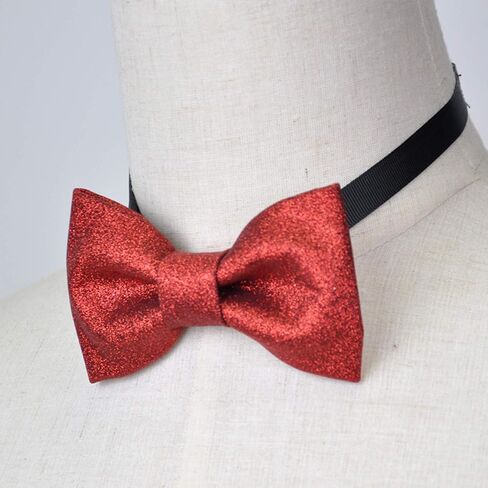 Men's Plain Color Pre-tied Bow Tie and Pocket Square Set | Glitter Sparkling Bow Tie set for men and women | CK Bow Tie (Black) in Kuwait