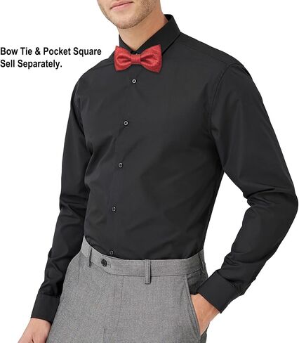 Men's Plain Color Pre-tied Bow Tie and Pocket Square Set | Glitter Sparkling Bow Tie set for men and women | CK Bow Tie (Black) in Kuwait