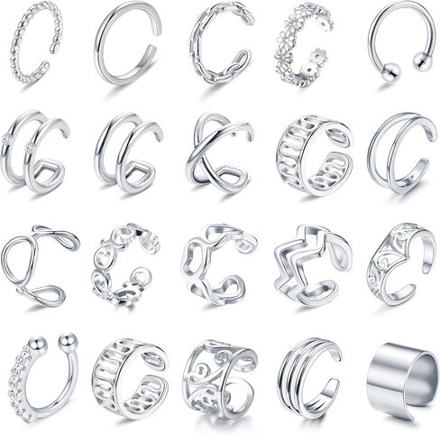 JOERICA 20Pcs Ear Cuff Earrings For Women Minimalist Cuff Earrings Non Piercing Clip Fake Lip Cartilage Helix Jewelry Set in Saudi Arabia