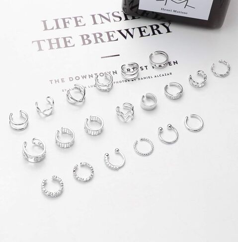 JOERICA 20Pcs Ear Cuff Earrings For Women Minimalist Cuff Earrings Non Piercing Clip Fake Lip Cartilage Helix Jewelry Set in Saudi Arabia