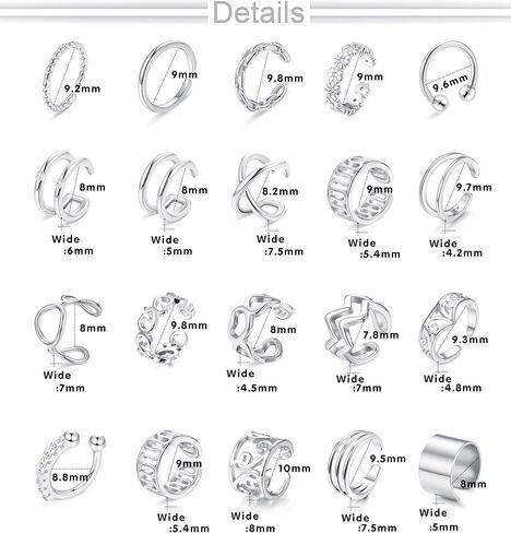 JOERICA 20Pcs Ear Cuff Earrings For Women Minimalist Cuff Earrings Non Piercing Clip Fake Lip Cartilage Helix Jewelry Set in Saudi Arabia
