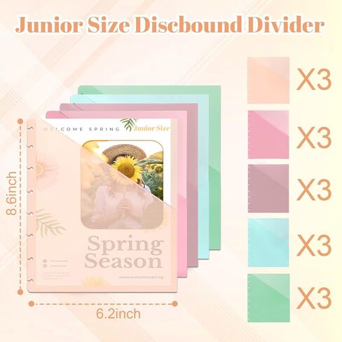 （5.5×8.5 inch）5Pcs Junior Size Discbound Pocket Dividers DiscBound Binder Dividers Disc Bound Planner Supplies DiscBound Pocket Folder Discbound Notebook Accessories 8 Disc Planner Cover for Office in Saudi Arabia