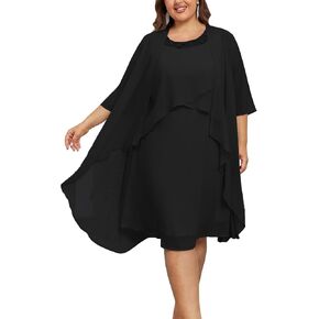 Hanna Nikole Womens Plus Size Dress with Jacket 2 Piece Wedding Guest Dresses Flowy Mother of The Bride Dress