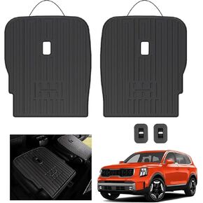 Floor Mats for Kia Telluride 2020-2024 7-seat/8-seat Trunk Mat with Backrest Mat, All Weather TPE Cargo Liner Back Seat Cover Protector 2024 Kia Telluride Accessories(Full Mat Set)