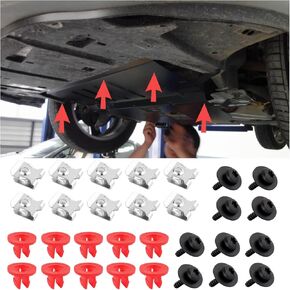 10 Sets Engine Splash Shield Screws Kit with U-Nuts & Fender Washers,Professional T30 Splash Guard Undertray Clips for Replacing Damaged Car Accessories Fender Liner Clips