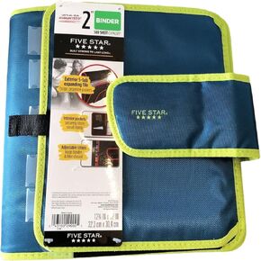 Five Star 2 Inch Binder, 580 Sheet Capacity, Exterior 5-Tab Expanding File, Blue/Green