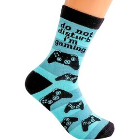 Moonlight Makers Funny and Crazy Socks with Sayings - Do Not Disturb I'm Gaming - Novelty Gifts for Men and Women, Cute Socks for Women, Mens Crew Socks, Unisex Adult Graphic Socks