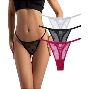Womens Sexy Thongs Lace Panties Underwear Low Rise Underpants Pack of 1-3