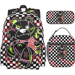 Flame Dragon Fire Backpack Set with Lunch Box Pencil Case Lightweight Large Durable Bookbag For School Teenager