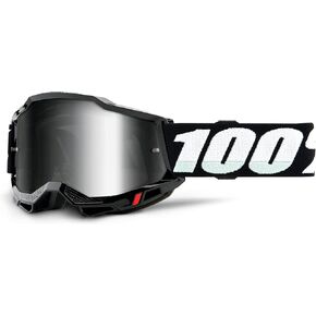 100% Accuri 2 Goggles - Eyewear for Motocross & Mountain Biking - Goggles for Dirt Bikes, Motorcycles & Bike Sports - Black, Mirror Silver Lens
