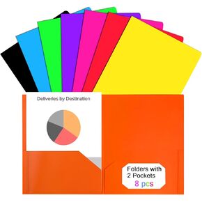 8pcs 2 Pockets Plastic Folders, Heavy Duty Plastic Folders with 2 Pockets for School, Home, and Work Letter Size School Supplies