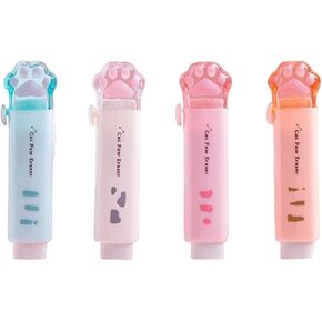 Cat Paw Shaped Retractable Erasers, Traceless Useful Push-Pull Cat Paw Rubbing Eraser Cute Rubber for Kids, Push-Pull Rubber Eraser for Students Writing Office School Supplies