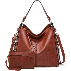 Women Handbags and Purse Sets Vegan Leather Tote Bags Fashion Hobo Bags Shoulder Bag Satchel Handbag Zip Wallet 2Pcs