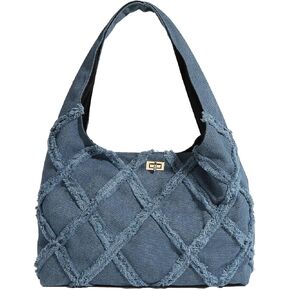 Chic Denim Canvas Shoulder Bag Summer Tote Bags For Women Casual Handbag Hobo Bag Trendy Purses Commuter Handbags Gift 2024