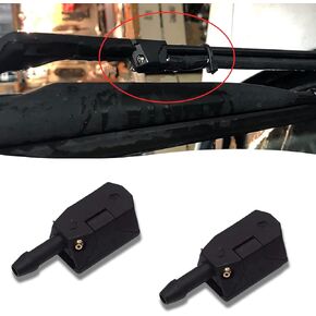 2 Pack Car Front Windshield Washer Wiper Sprayer Nozzle, Universal Arm Mounted Window Water Spray Sprinkler Jet 4Way 8mm 9mm (Black)