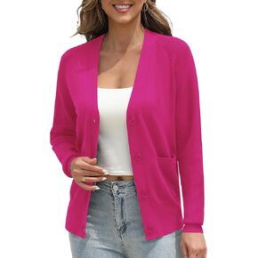 سترة صوفية نسائية من Urban CoCo بأزرار سفلية وأكمام طويلة كلاسيكية ورقبة على شكل حرف V مع جيوب in Kuwait