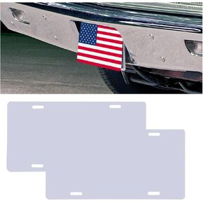 2PCS Blank Automotive License Plate, Metal Aluminum Front License Plate Tag, Blank for Heat Thermal Transfer Sheet DIY Picture, Suitable for Sublimation Custom Design Work (White)