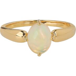 YoTreasure Natural Fire Ethiopian Opal Ring 14k Gold Plated Over 925 Silver Ring Jewelry