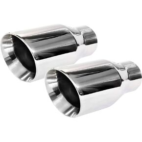 2.5" to 4" NETAMI Exhaust Tip Stainless Steel Double Wall Chrome Polish 2.5"x4"x8" 2-Pack