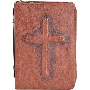 Bible Cover-Vintage Cross-Brown-XLG