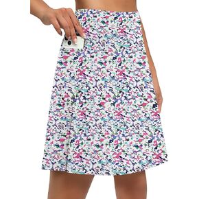 NKskirts تنانير التنس النسائية بطول الركبة 20 بوصة مع جيوب لممارسة رياضة المشي لمسافات طويلة في الجولف